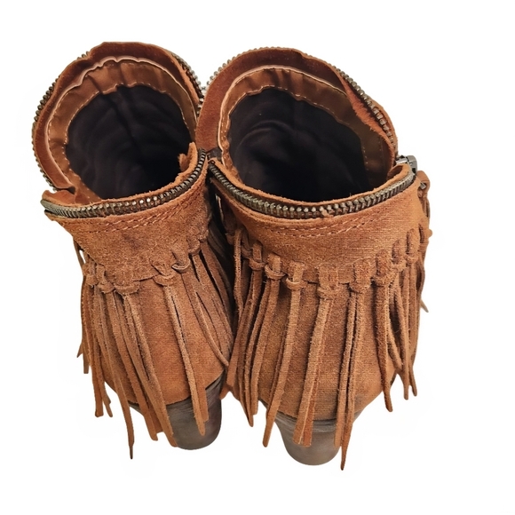 Dolce Vita Hiro Fringe Brown Suede Western Booties Size 9.5 - Picture 4 of 8